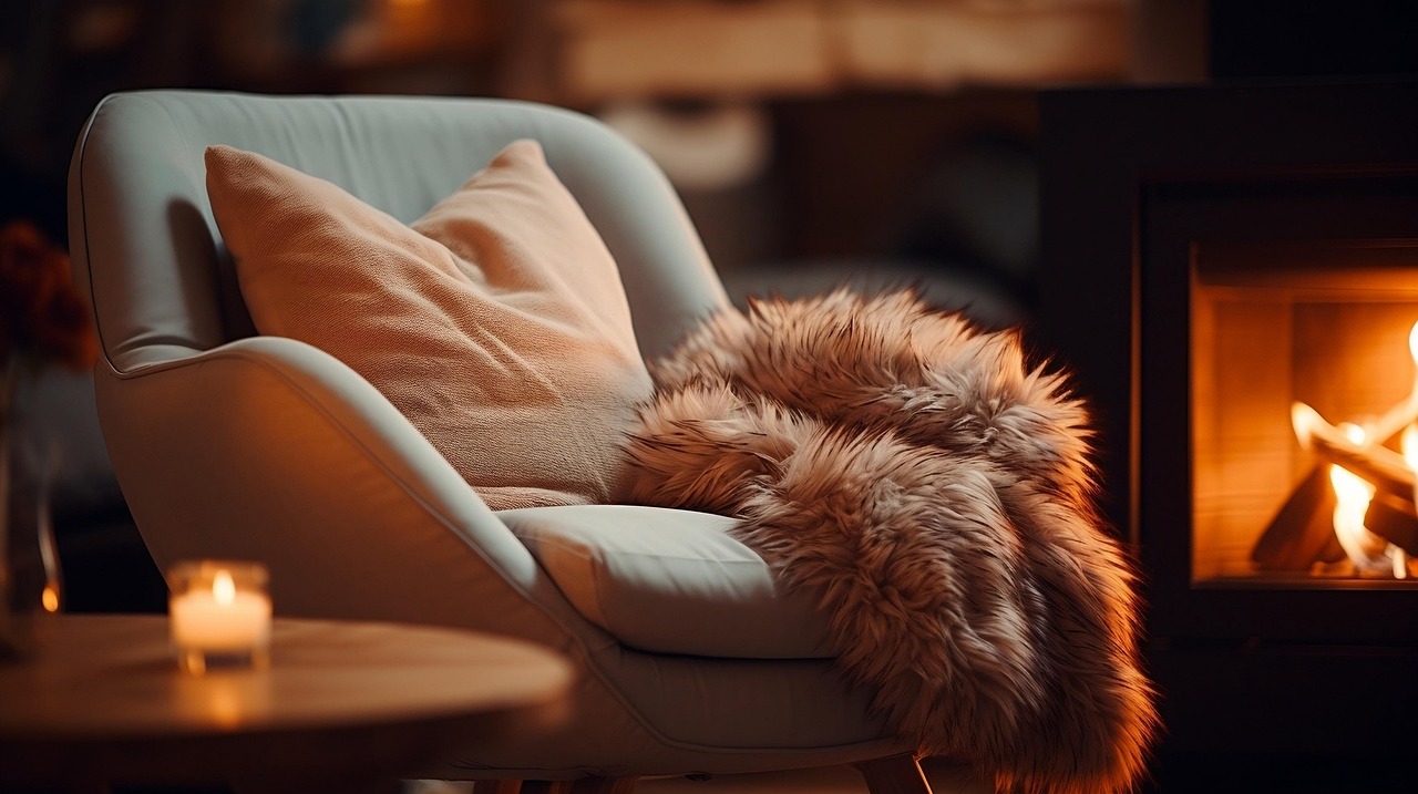 Zona lettura accogliente con cuscini, luce soffusa e libri, ideale per un ambiente rilassante e a basso costo.